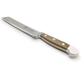 E430/21RL - Coltello da pane per destri e mancini - Serie Alpha in rovere da botte