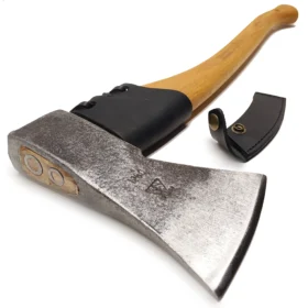 Ascia forestale - 1000 grammi - manico in hickory USA da 60 cm - protezione in pelle - N. 0365
