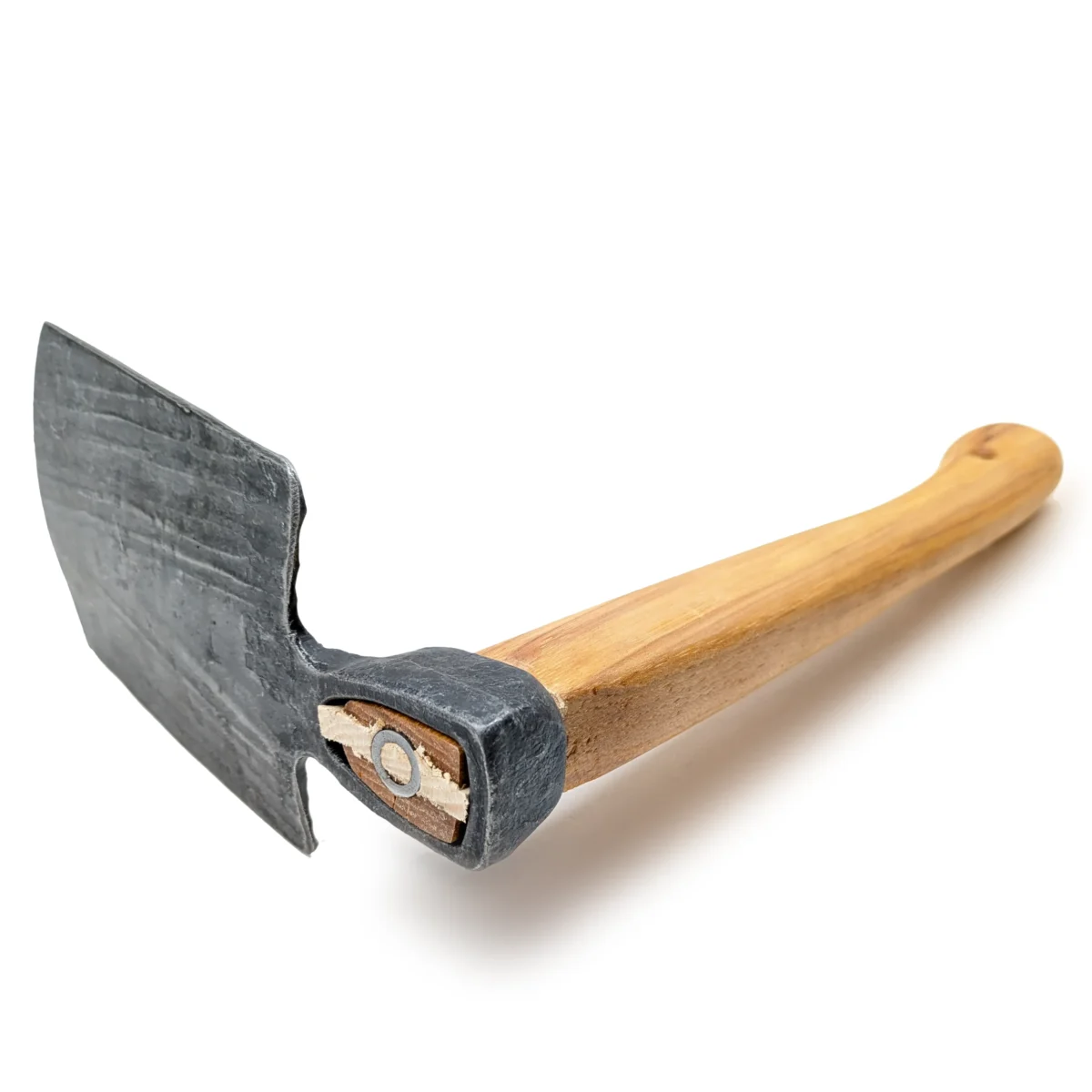 Krumpholz a mano con lama ricurva forgiata a martello, modello da aiuola n. 1538, con manico a zampa di bue in legno di hickory da 35 cm